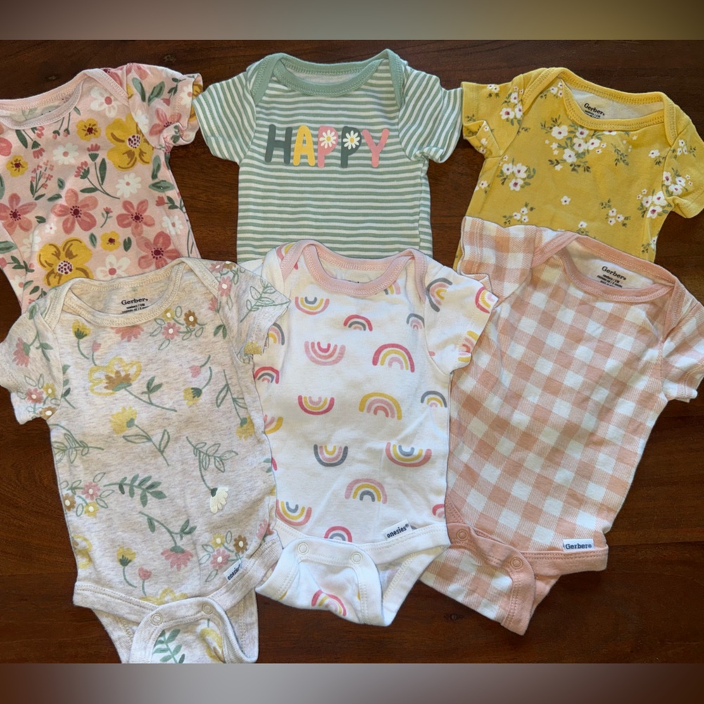 Gerber Floral and Rainbow‎ Baby Bodysuit Collection